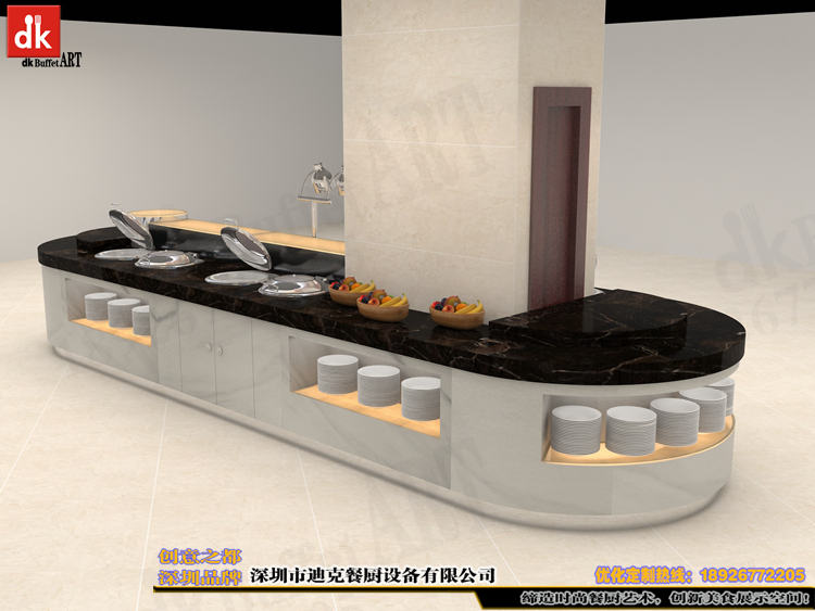 深圳迪克品牌橢圓形自助餐臺定制 訂做餐廳家具大理石自助餐臺十余年品質(zhì) 移動布菲臺布置 自助餐圖 (2).jpg