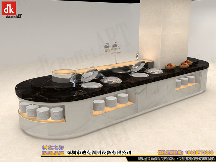 深圳迪克品牌橢圓形自助餐臺定制 訂做餐廳家具大理石自助餐臺十余年品質(zhì) 移動布菲臺布置 自助餐圖 (6).jpg