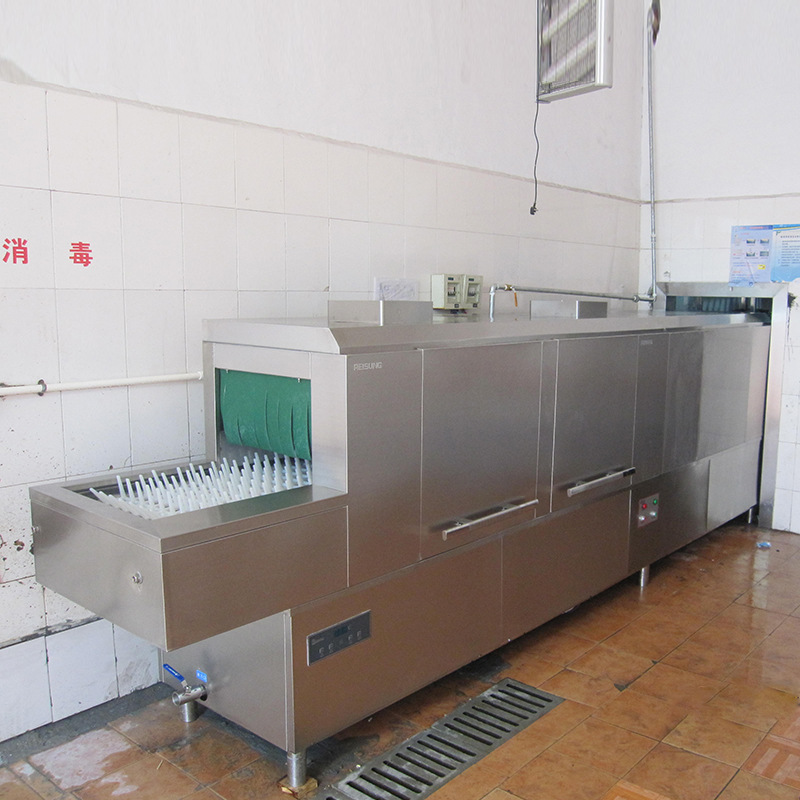 博沭酒店食堂全自動商用大型洗碗機(jī)長龍式BS3600B洗碗機(jī)帶烘干機(jī)
