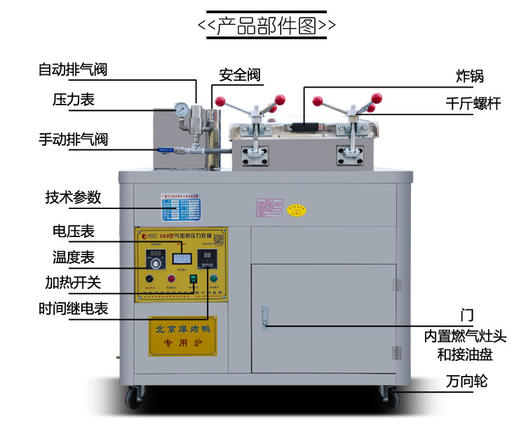 福家寶588商用京式燃?xì)獗绝啝t炸鴨爐炸雞茶油鴨饞嘴鴨蒸香鴨機(jī)