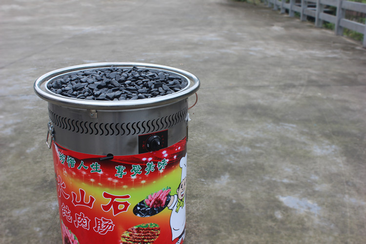 商用燃?xì)庑突鹕绞灸c機(jī) 臺灣熱狗烤爐 黑色石頭烤香腸爐煤氣型