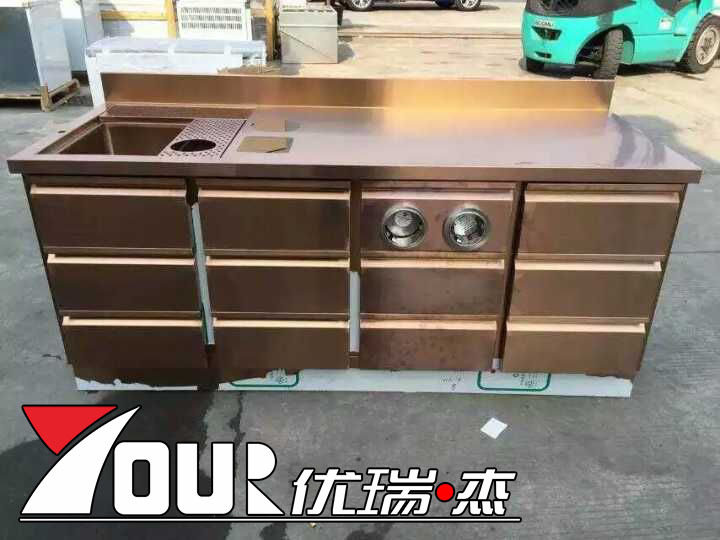 咖啡機(jī) 定做不銹鋼水吧臺商用奶茶店飲品店操作臺吧臺制冰機(jī)