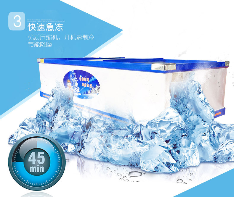 睿美島柜展示柜商用臥式冰柜玻璃門(mén)雙機(jī)冷凍速凍冰箱超市海鮮展柜