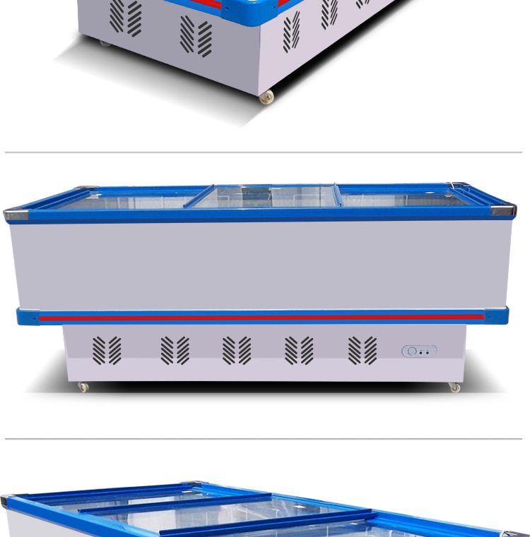睿美島柜展示柜商用臥式冰柜玻璃門(mén)雙機(jī)冷凍速凍冰箱超市海鮮展柜