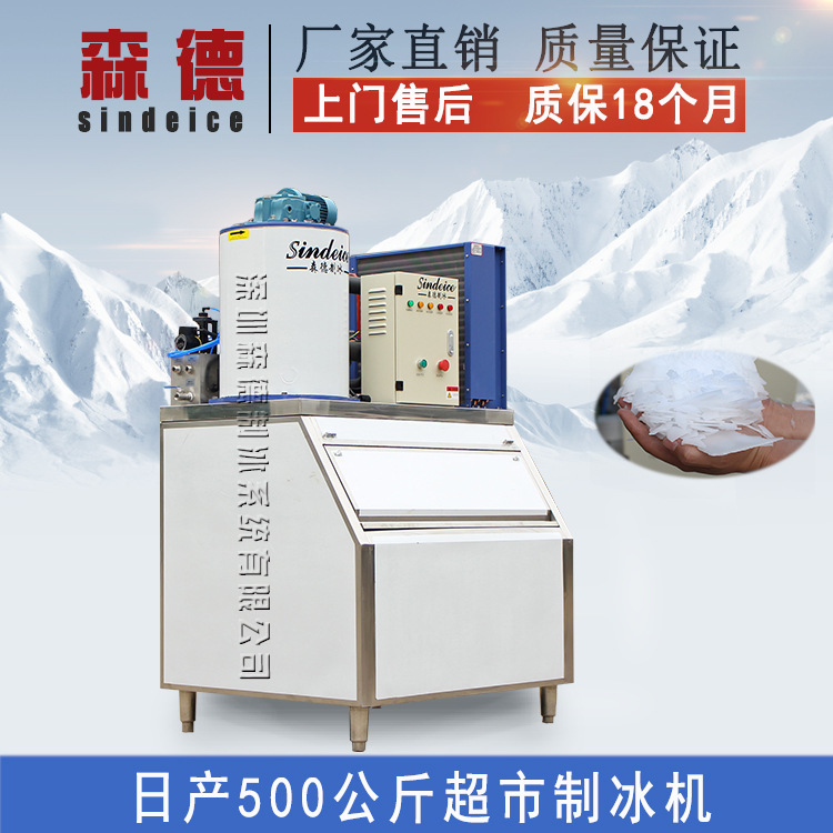 超市片冰制冰機(jī) 日產(chǎn)500公斤小型商用制冰機(jī) 食品冷凍保鮮制冰機(jī)