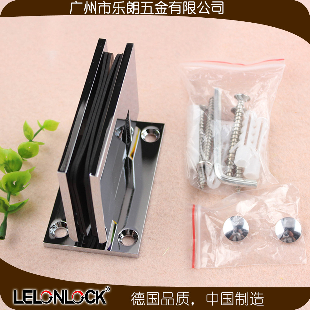 優(yōu)質(zhì)淋浴房五金配件玻璃夾90度黃銅浴室門(mén)夾單邊固定玻璃合頁(yè)