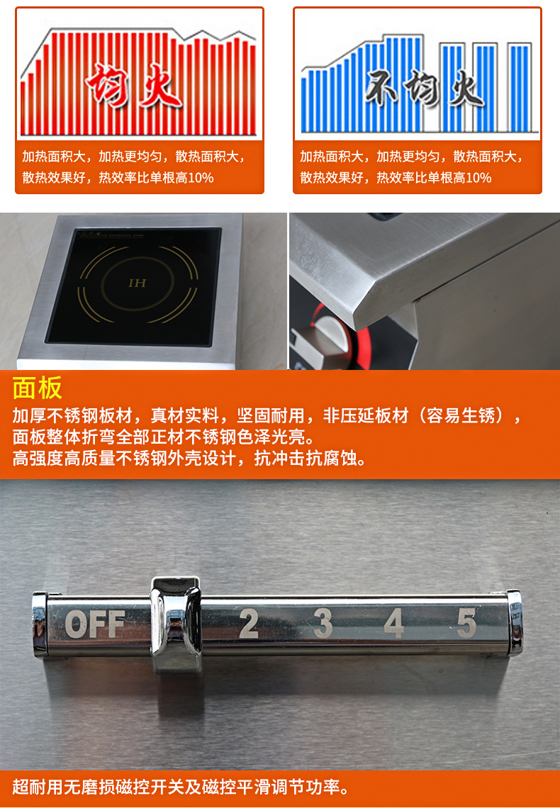 商用不銹鋼電磁爐批發(fā) 節(jié)能臺式平面爐廠家 5kw電磁平面小炒爐