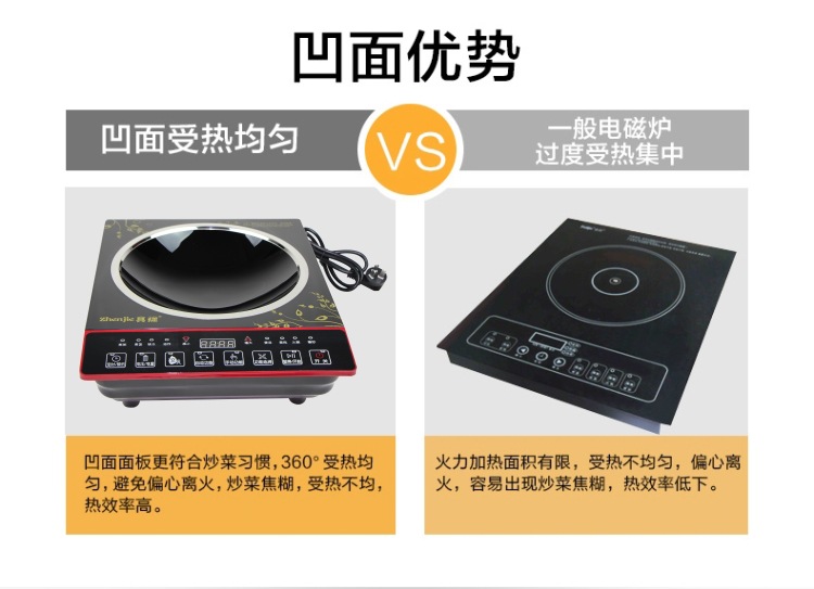 IH電磁加熱家用酒店凹面電磁爐 高頻嵌入式省電無(wú)煙凹面電磁爐